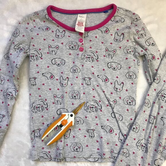 Boden Dog Print 2 Piece Pajama Set Girls Size 8 Gray Pink 100% Cotton FAIR - Picture 5 of 13